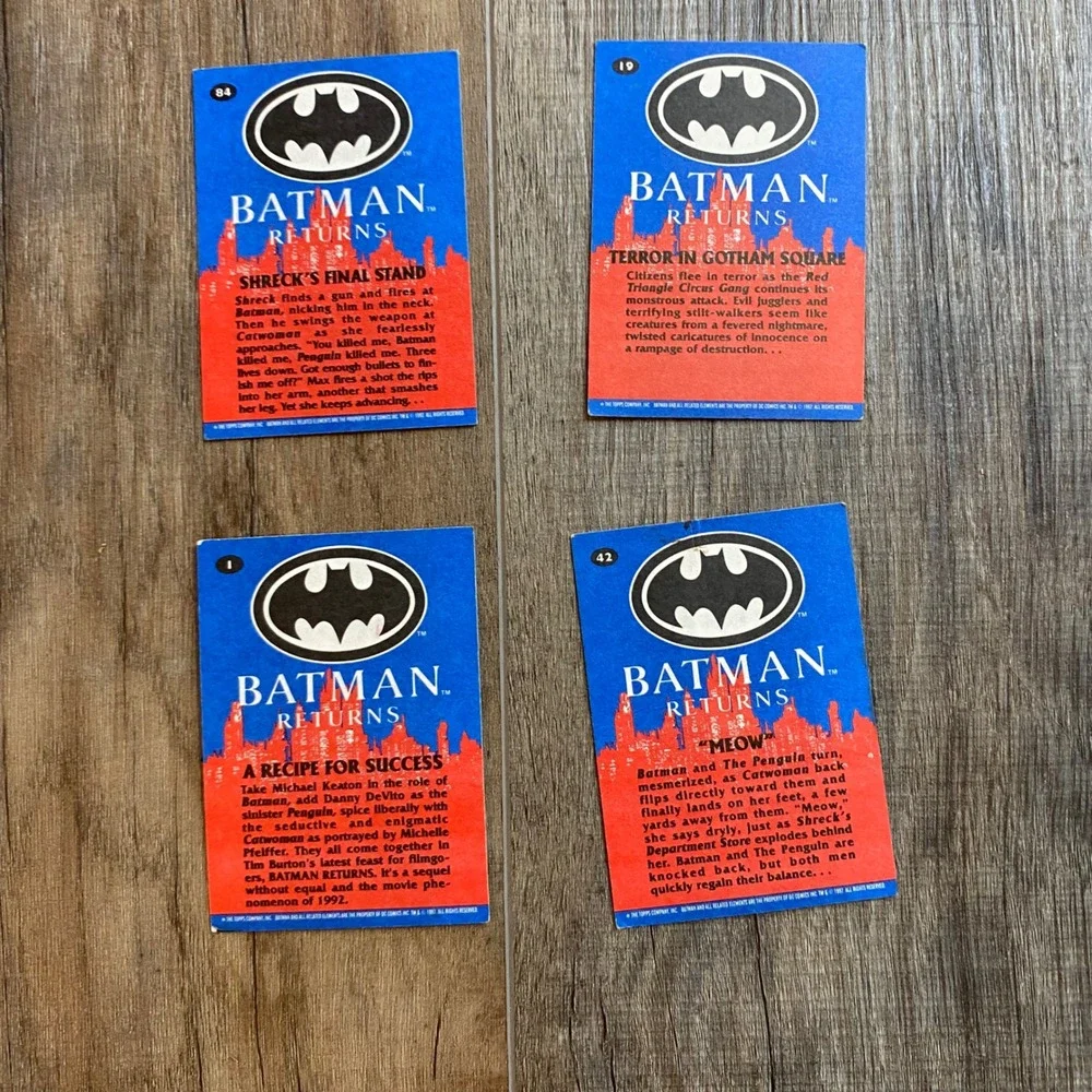 Vintage 1992 Topps Batman Returns Trading Cards Lot of 4 Catwoman Shreck